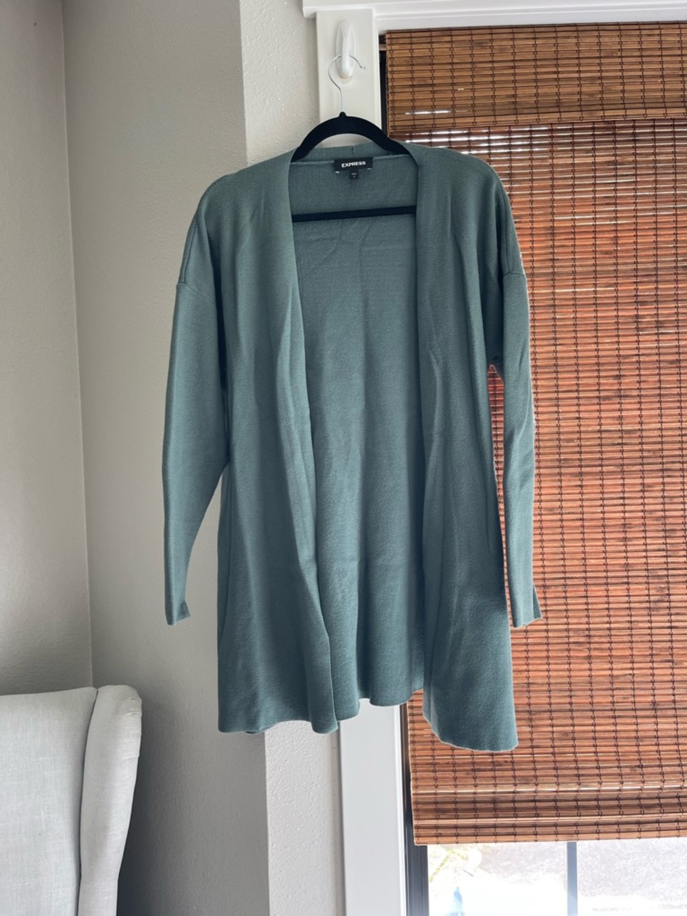 Express Open Drape Cardigan in Sage Green